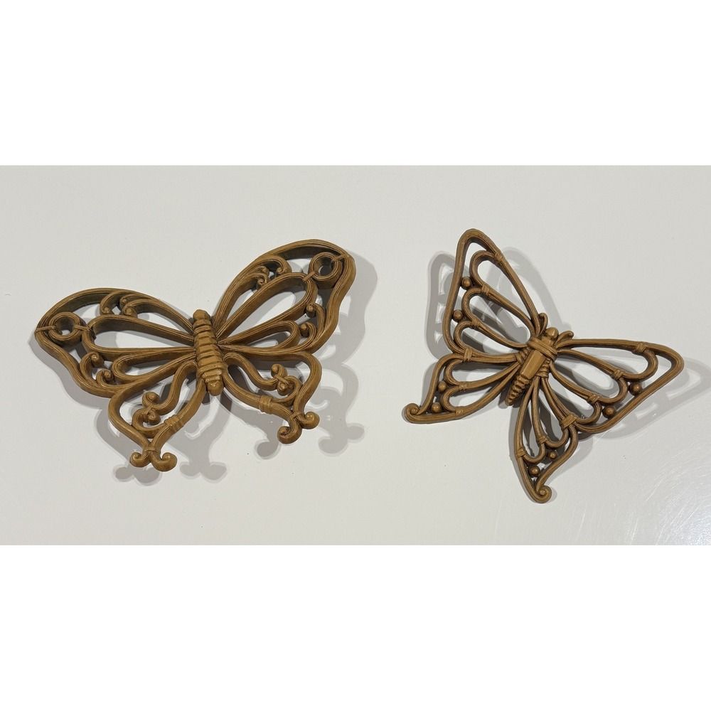 HOMCO Butterfly Wall Decor - Brown Vintage 1978 MCM - Set of 2